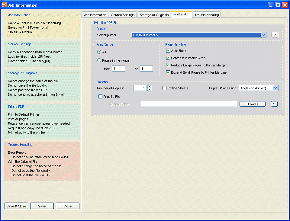 Old job editor interface for the automation server, showing a complex and text-heavy layout.